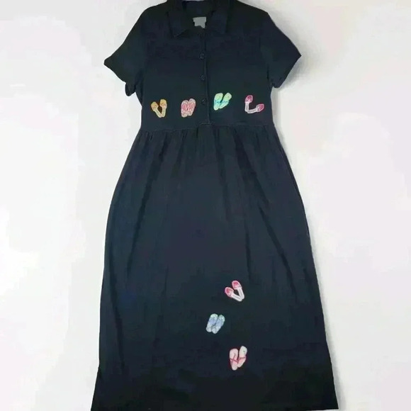 Vtg Bobbie Brooks Maxi Dress Womens XL Embroidered Sandals Short Sleeve - Picture 3 of 16